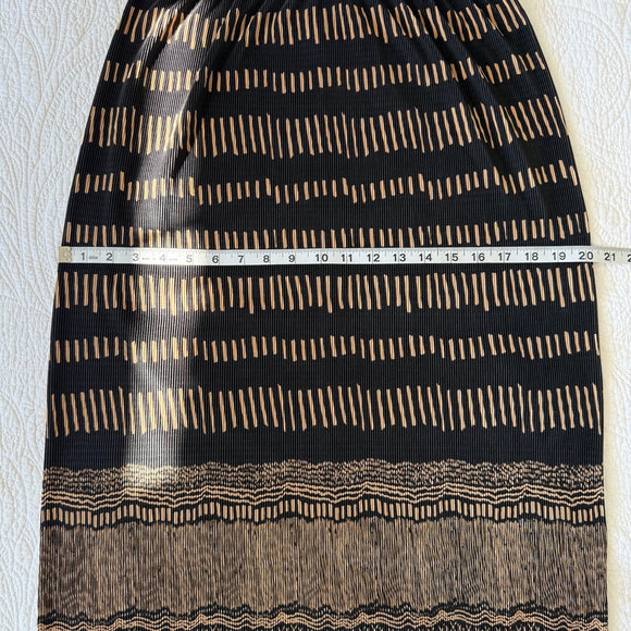 Vintage Carroll Reed Black Gold Pleated Midi Skirt Womens Size Medium 90s - Picture 8 of 9